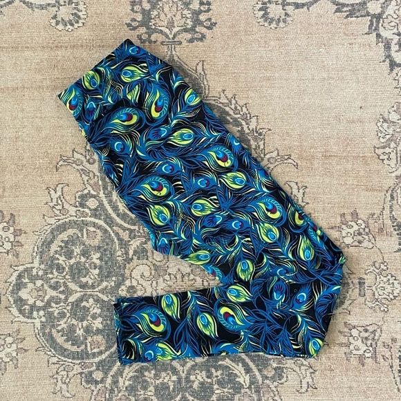 LuLaRoe peacock leggings, OS - Picture 1 of 9